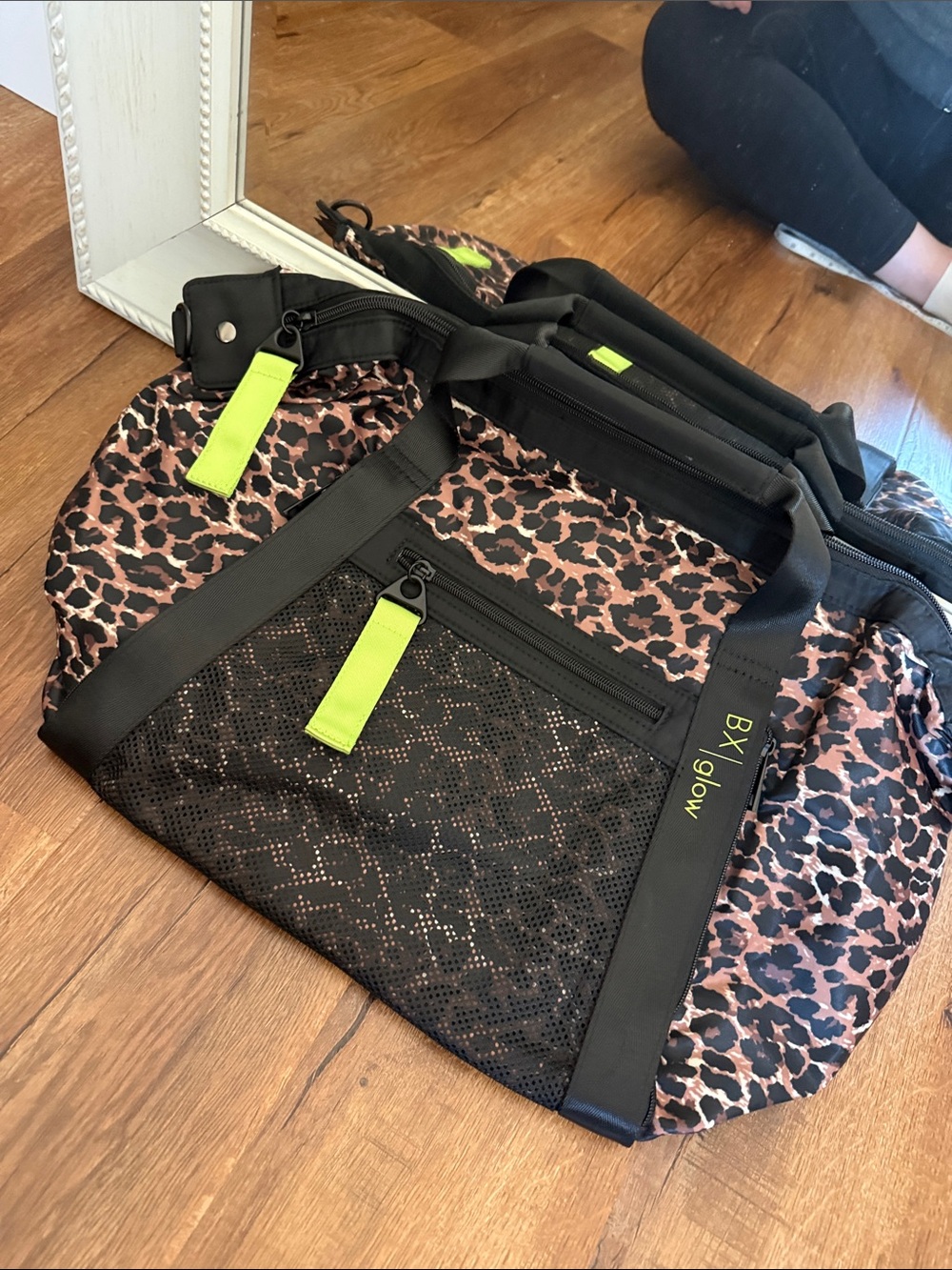 BX glow Leopard Print Weekender Bag with Neon Accents
